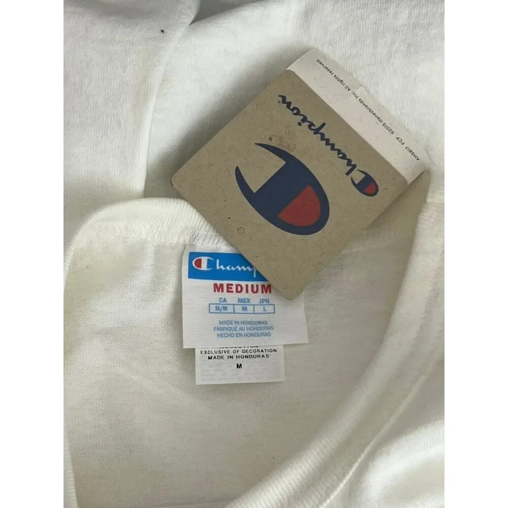 NWT Champion Ivory Embroidered Tiger Casual Activewear Graphic Basic T-Shirt Top - Picture 4 of 6